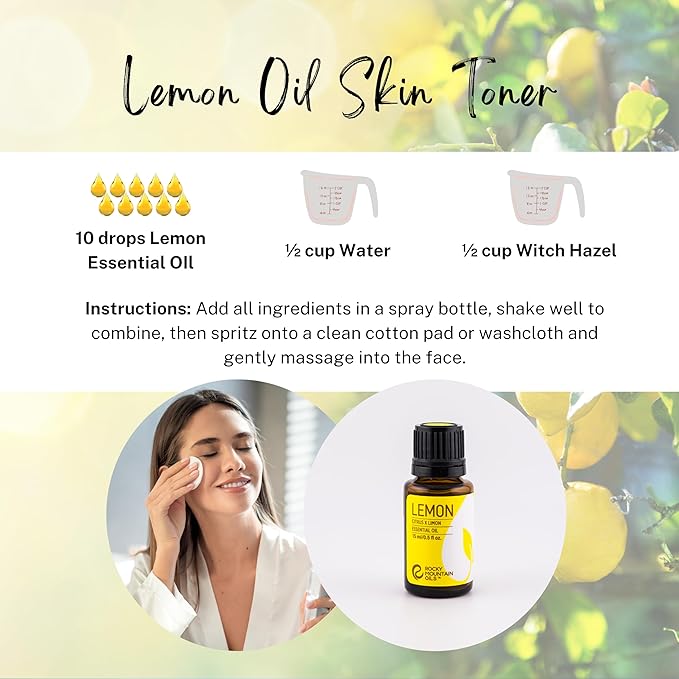 Rocky Mountain Oils Lemon Essential and Natural Aromatherapy Essential Oils for Diffuser, Topical, and Home - 15ml