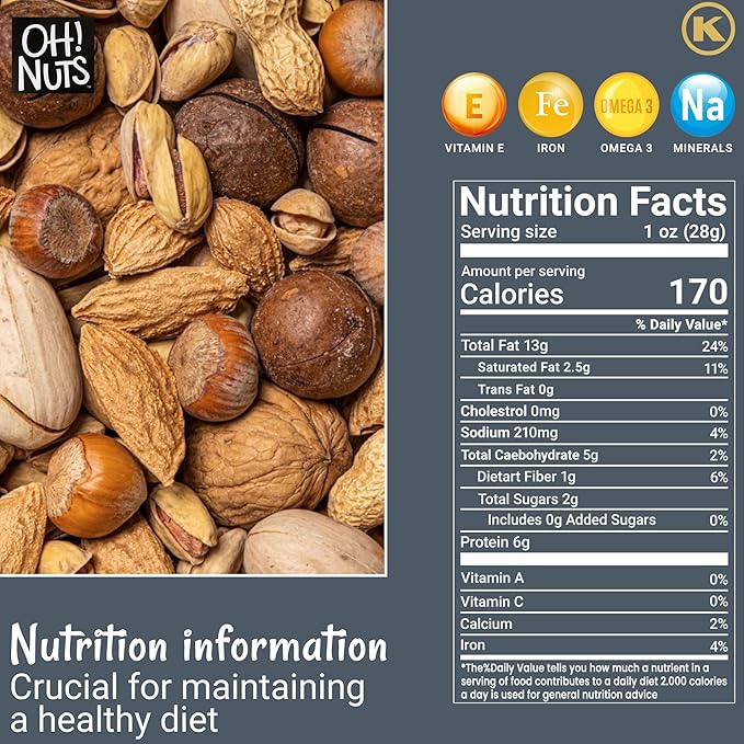 Oh! Nuts Mixed Nuts in Shell - Raw - 100% Natural - 4 lb - Jumbo-Sized Premium Shelled Nuts - Packed in New York Zip-Seal Bag for Exceptional Freshness