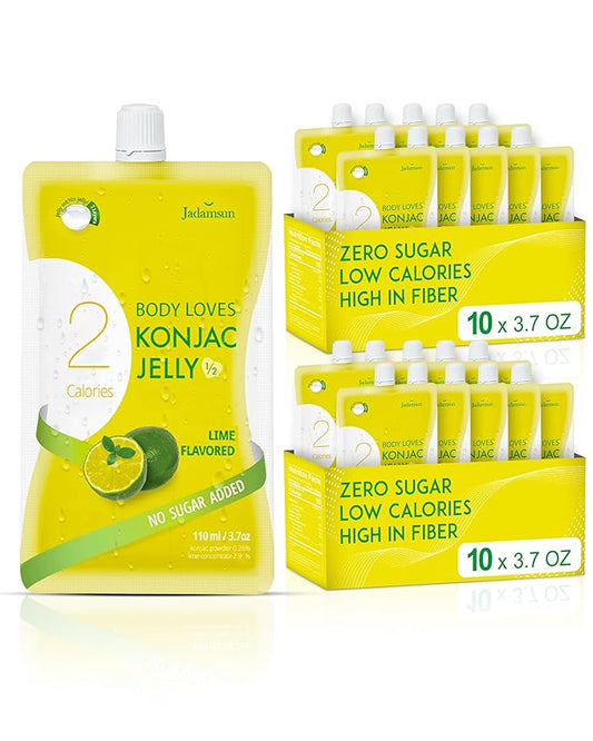 Jadamsun Konjac Jelly Juice (Lime, 20 pcs) - Delicious Low-Calorie Healthy Korean Snack, Drinkable Fruit Snack, Sugar-Free, Vegan, Gluten-Free