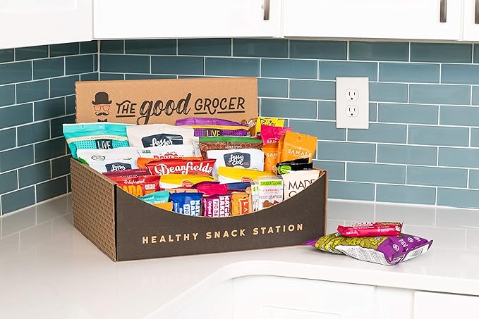 All Natural Healthy Snack Station (50 Count) by The Good Grocer - Office Snacks, Variety Pack, School Lunches (Includes Display Box)