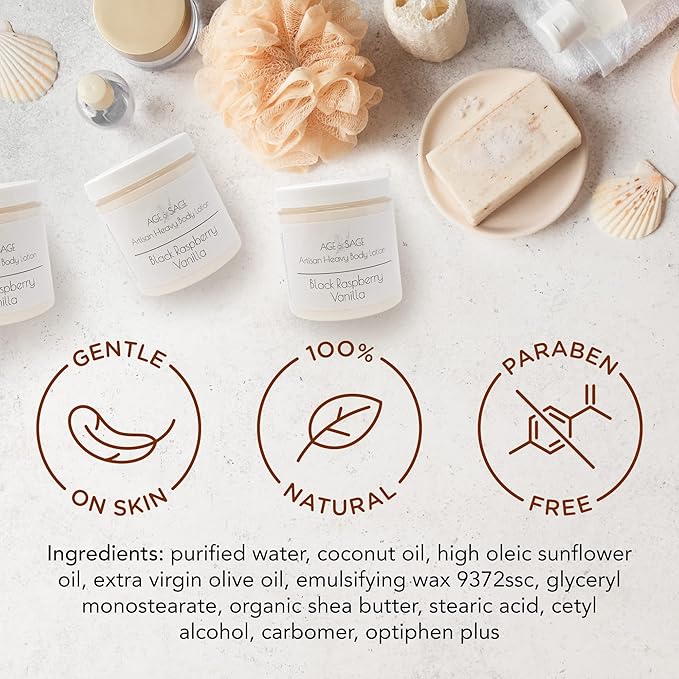 Body Lotion with Shea Butter - Gifts for Her, Body Moisturizers Infused with Coconut & Sunflower Oils, Birthday Gifts for Women Raspberry Vanilla Scent, 8 oz Jars - 3 Pack