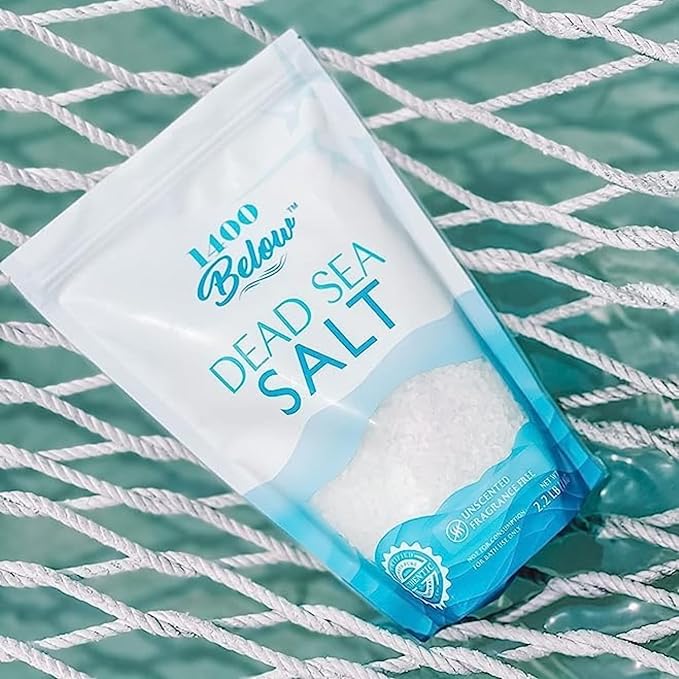 2.2 Lbs Dead Sea Salt, Fine Grain - Foot and Spa Bath Soak, Exfoliating Body Scrub, 100% Pure and Mineral-Rich, Relieves Sore Muscles and Soothes Joints