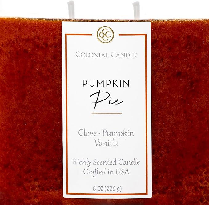 Colonial Candle Pumpkin Pie Scented Candle Jar, Highly Fragranced Candles for Home Scented, Mottled Wax Candle, 2 Wick, 8 oz - Made in The USA