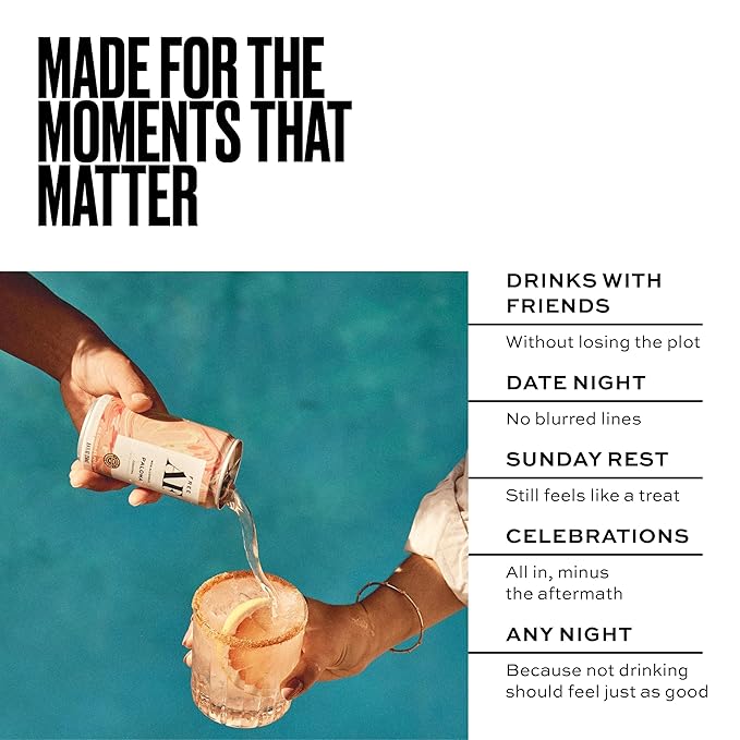 AF Drinks Non-Alcoholic Paloma | Alcohol Alternative Sparkling Cocktails with AFTERGLOW Botanical Warmth | Gluten-Free, Low-Calorie | 8.4 oz Cans (12-Pack)