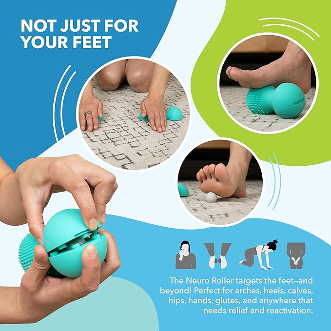 RAD Neuro Roller – Foot Massage Roller for Plantar Fasciitis & Recovery - Silicone, Dual-Texture Design with Built-in Massage Balls for Trigger Point Therapy & Foot Relief