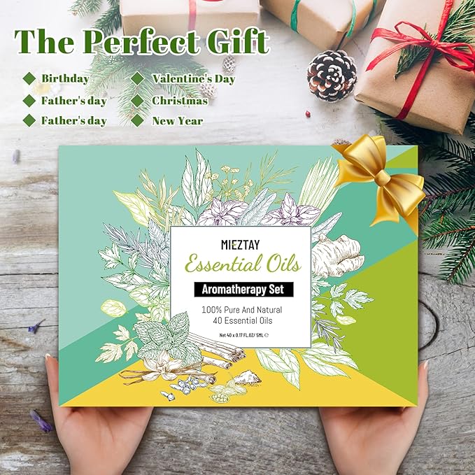 Essential Oils Set - 40 Pcs Premium Essential Oil Kit for Candle Making, Diffusers, Massages, Aromatherapy, Skin Care - Lavender, Eucalyptus, Peppermint, Tea Tree, Sandalwood Aromatherapy Oils