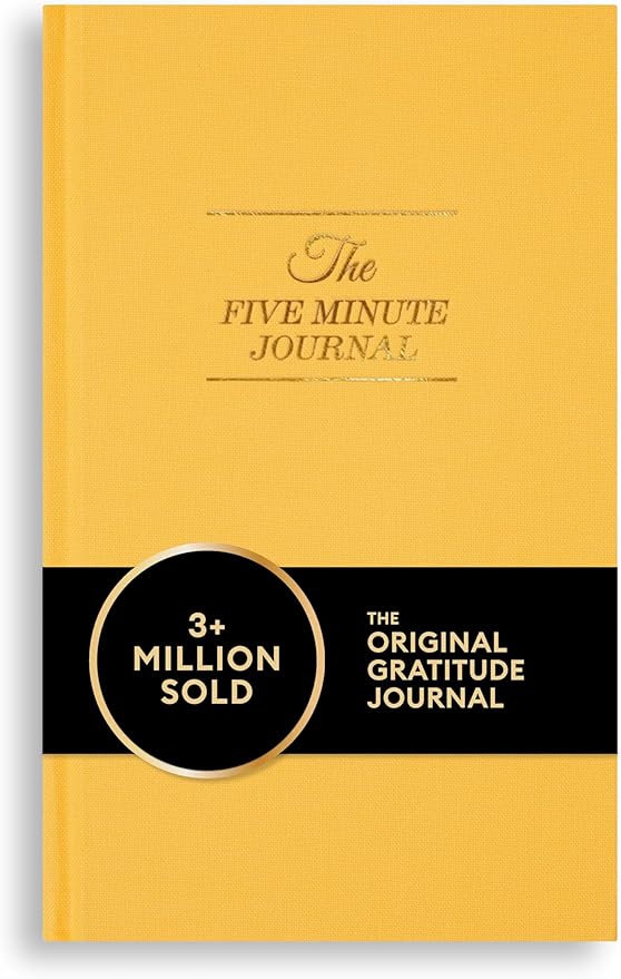 Intelligent Change The Five Minute Journal, Original Daily Gratitude Journal 2025, Manifestation Journal for Mindfulness, Undated Daily Journal with Gold Foiling, Plastic-Free, Yellow