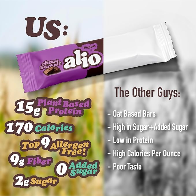 Alio Protein Bars - 3-Flavor Combo Box (12 Bars) – Free From The Top 9 Food Allergens, High Protein, Low-Calorie, Vegan, Gluten-Free, Nut-Free, Non-GMO, Plant-Based, Seed Oil Free, Delicious & Healthy Snack