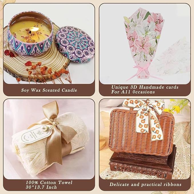 Birthday Gifts for Women,Happy Bath Set Relaxing Spa Gift Baskets Ideas for Women,Her,Mom, Sister, Coworker, Wife, Girlfriend, Daughter,Unique Get Well Soon Self Care Holiday Gift Basket for Women.