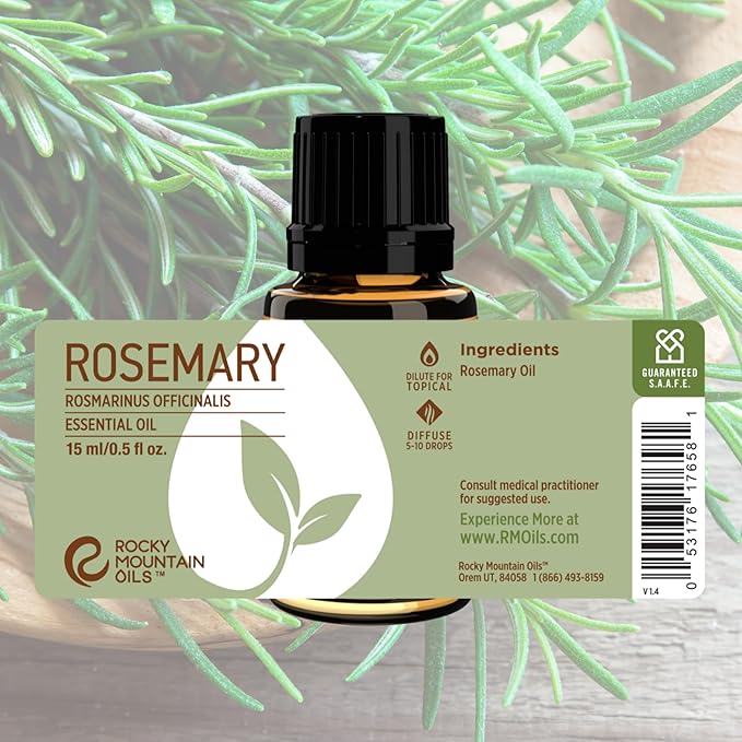 Rocky Mountain Oils Rosemary Essential Oil - Natural Aromatherapy Essential Oils for Diffusers, Topical, and Home - 15ml