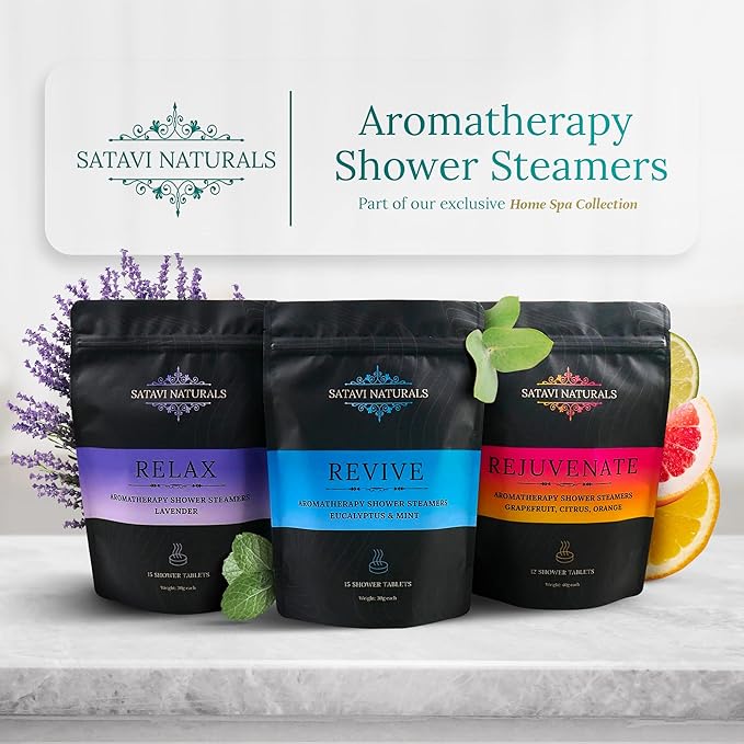 Aromatherapy Shower Steamers (15-Pack) Relax - Lavender Scented Vapor Tabs for Self-Care, Aromatic Shower Bath Bombs, Natural Essential Oils for Women & Men