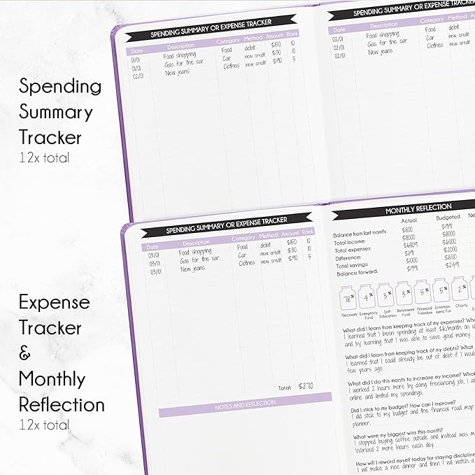 Financial Planner - Monthly Budget Planner with Cash Envelopes & Monthly Bill Organizer | A 12-Month Journey to Financial Freedom | Bill Payment Tracker Organizer, Debt, Expense Tracker & Money Saving