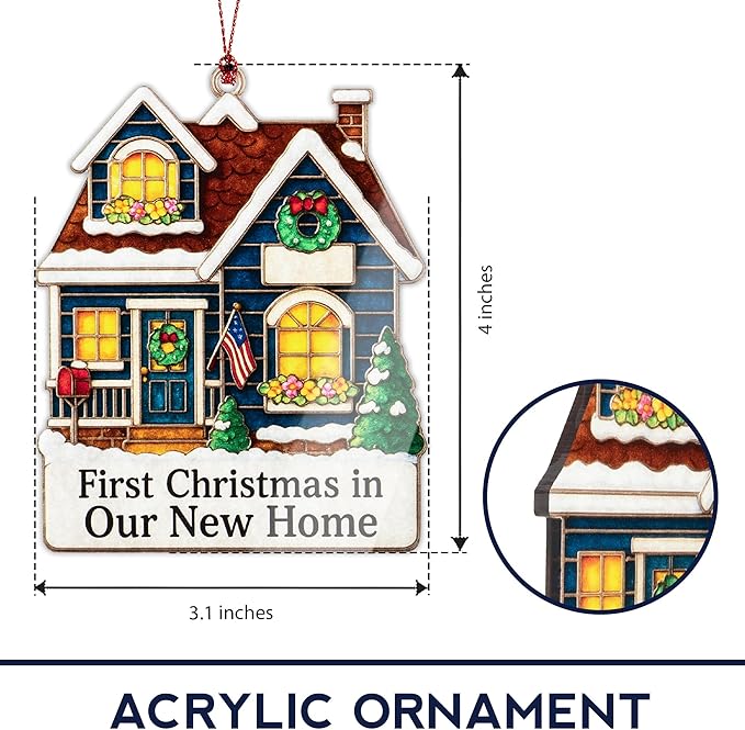 New Home Ornament 2025-New House Gift Ideas-Housewarming Gifts New Home-Xmas Ornament for Tree-Wooden Christmas Ornaments-White Elephant Gifts-Xmas Tree Decoration RUSATEN ONM-527-RST-NewCRM