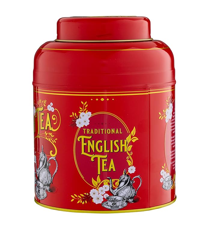 New English Teas Vintage Victorian Tea Caddy with 80 English Teabags (Red)