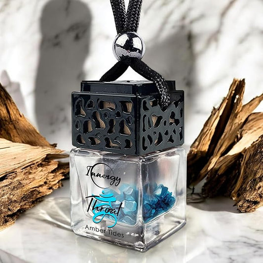 Innergy Throat Chakra Crystal Infused Car Air Freshener - Portable 8 ml. Hanging Essential Oil Diffuser for Vehicle, Long-Lasting Fragrance, Eco-Friendly Design, Freshness On The Go!