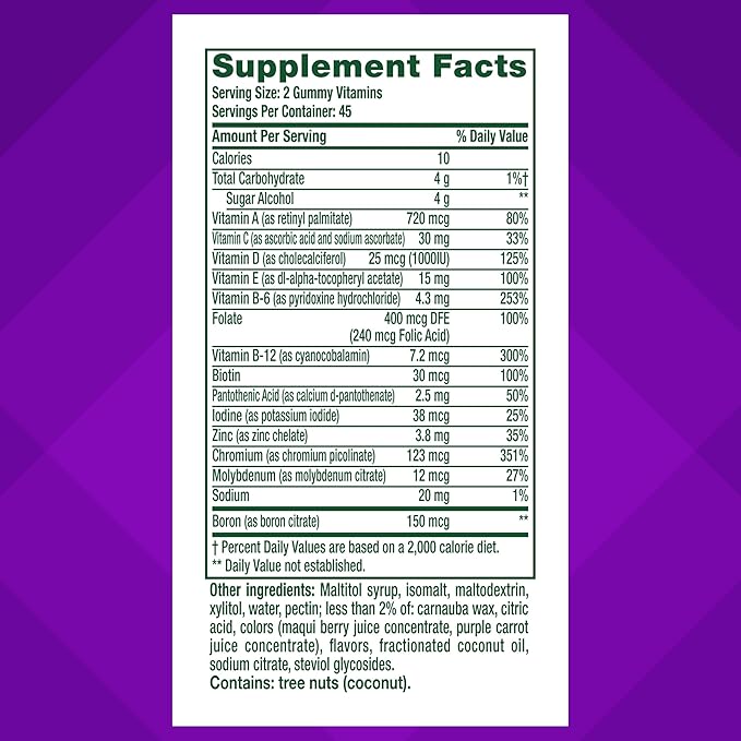 Vitafusion Sugar Free Men’s Multi Daily Gummy Multivitamins, Supports Energy Metabolism, Muscle and Immune Health (1), Mixed Berry Flavors, 90 Count