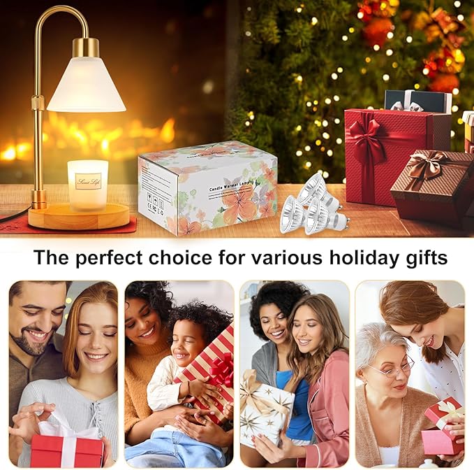 Candle Warmer Lamp with Timer & 3 Bulbs, Dimmable Electric Candlelight Adjustable Height and Brightness Candle Wax Warmer for Jar Candles Bedroom Home Decor House Warming Gift (Frosted Clear)
