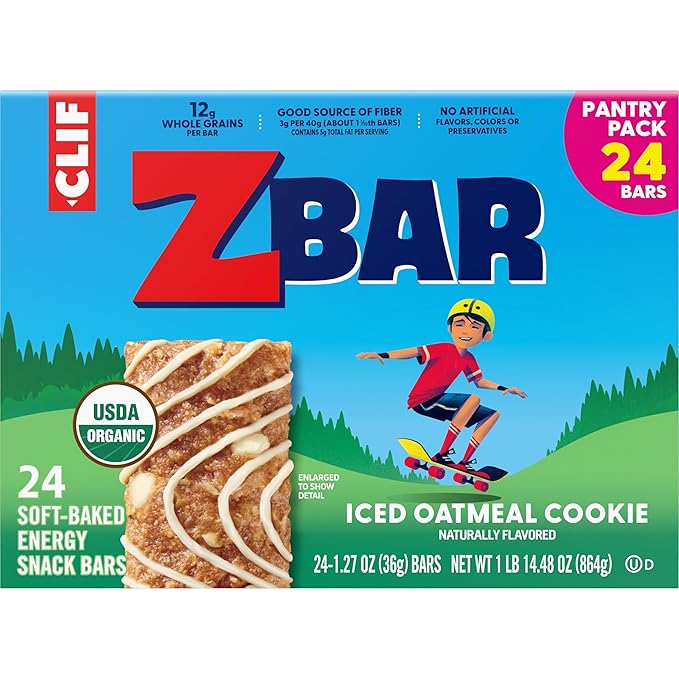 Zbar - Iced Oatmeal Cookie - Soft-Baked Energy Snack Bars - Non-GMO - 12g Whole Grains - USDA Organic Granola Bars (24 Pack)