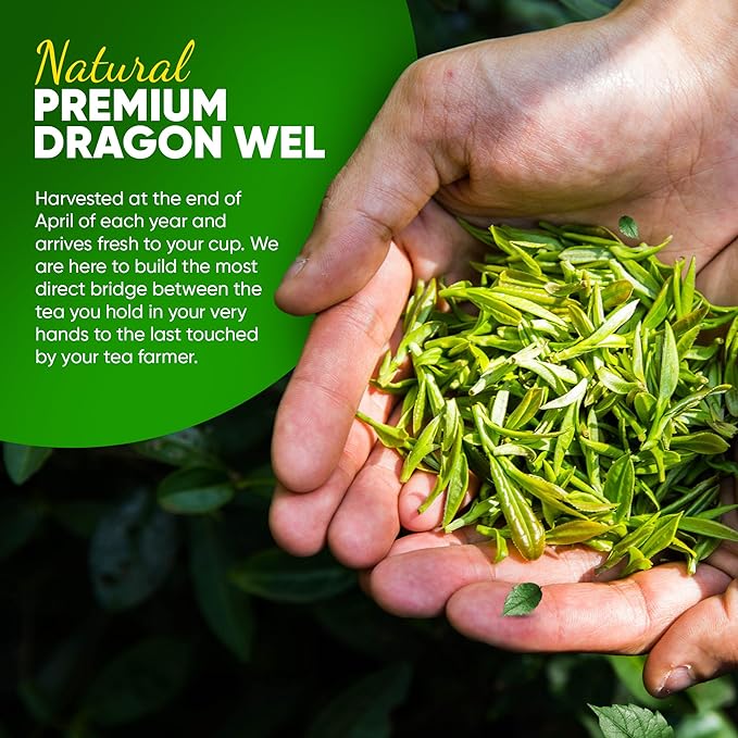 Greenhilltea Dragon Well green tea, a classic Chinese Green tea distinguished by its color, shape and taste- 4 OZ Bag