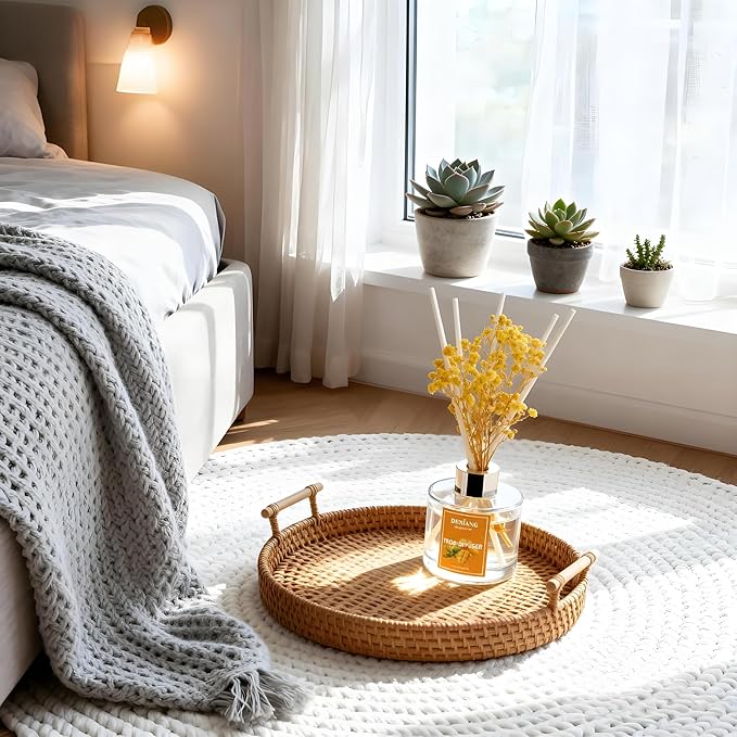 Reed Diffuser Set - 3.38 fl oz (100ml) Tropical Fruit Home Fragrance Reed Diffuser for Bathroom Shelf Decor 6 Reed Stick