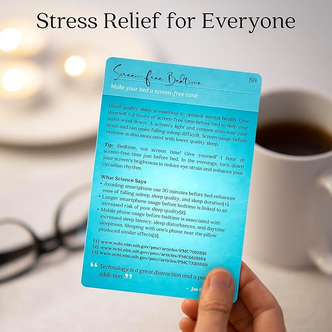 Asana Moon Stress Relief & Self Care Cards with Positive Affirmations - Calming Anti Anxiety Gift with Meditations