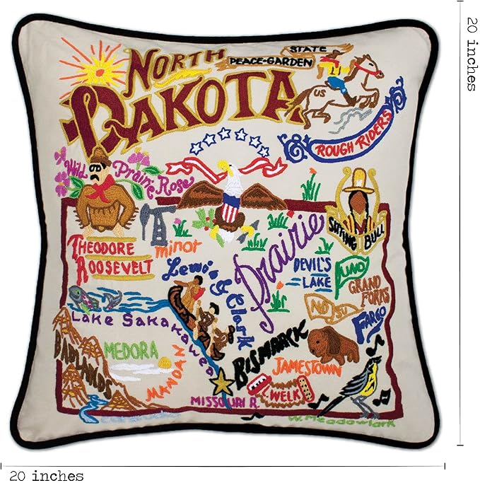 Catstudio North Dakota Embroidered Decorative Throw Pillow