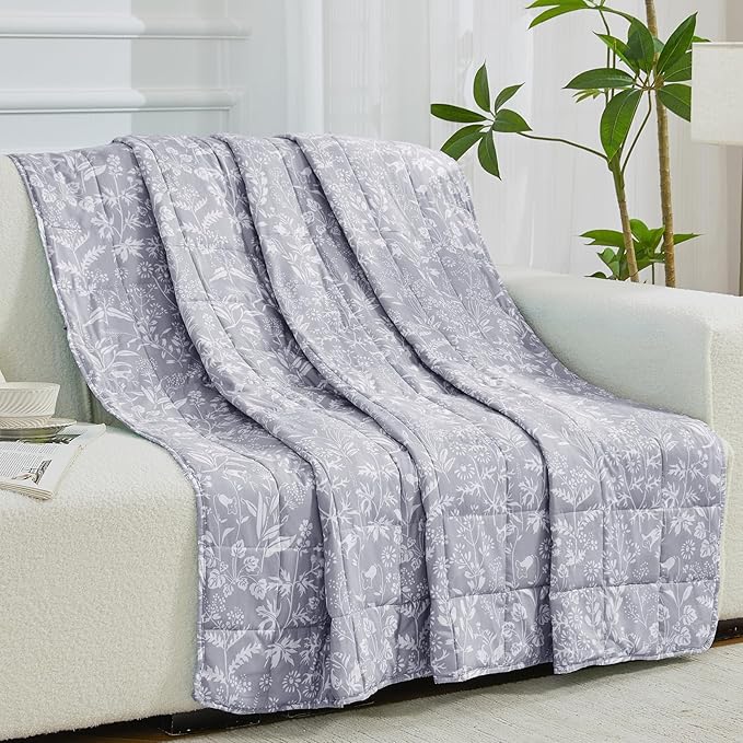 25 lbs Weighted Blanket Queen Size for Adults (60”x 80”, Pearl Grey) Cooling Heavy Blanket for Sleeping Perfect for 240-260 lbs, Winter Thick Breathable Blanket with Premium Glass Bead