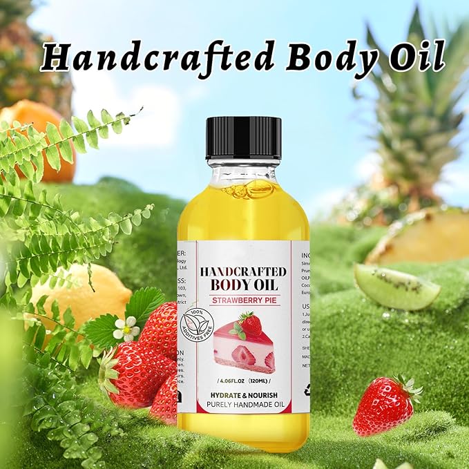 Strawberry Cheesecake Body Oil, 2PCS Handcrafted after Shower Moisturizing Body Oil, 4.06 Fl Oz (2 Strawberry)
