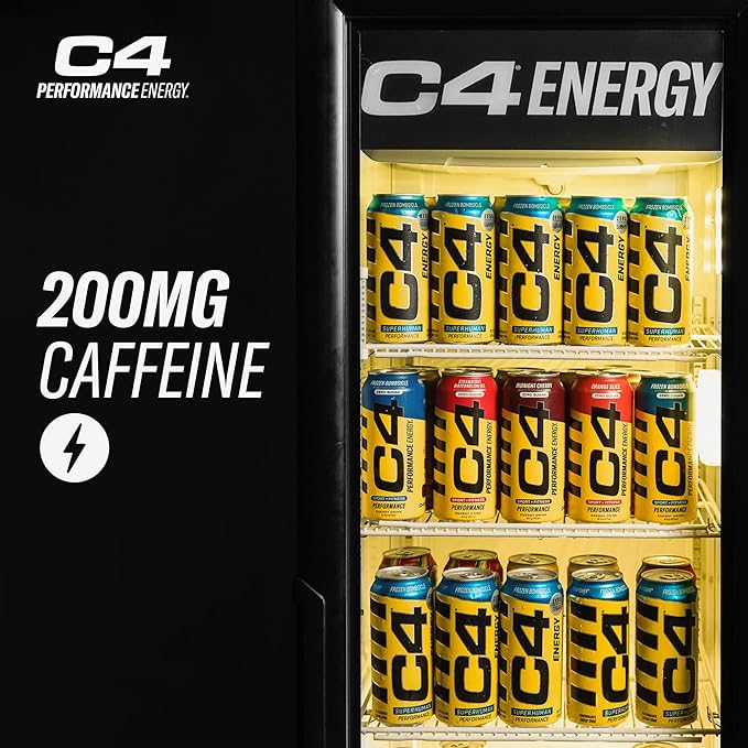 C4 Energy Drink 16oz (Pack of 12) - Strawberry Watermelon Ice - Sugar Free Pre Workout Performance Drink with No Artificial Colors or Dyes