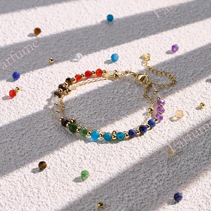 Farfume Crystal Bracelet Beaded Bracelets for Women 4mm Natural Stone Beads Gemstone Handmade Anxiety Jewelry Gifts
