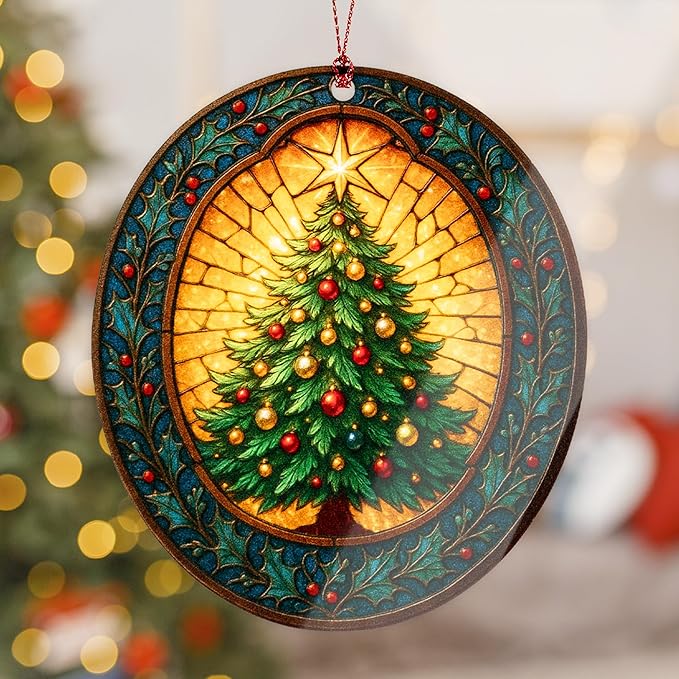 Christmas ornament 2025 - Vintage Christmas ornament - Acrylic xmas ornament - Art ornament - Christmas ornament 2025 - Suncatcher Effect window hanging - car hanging accessories