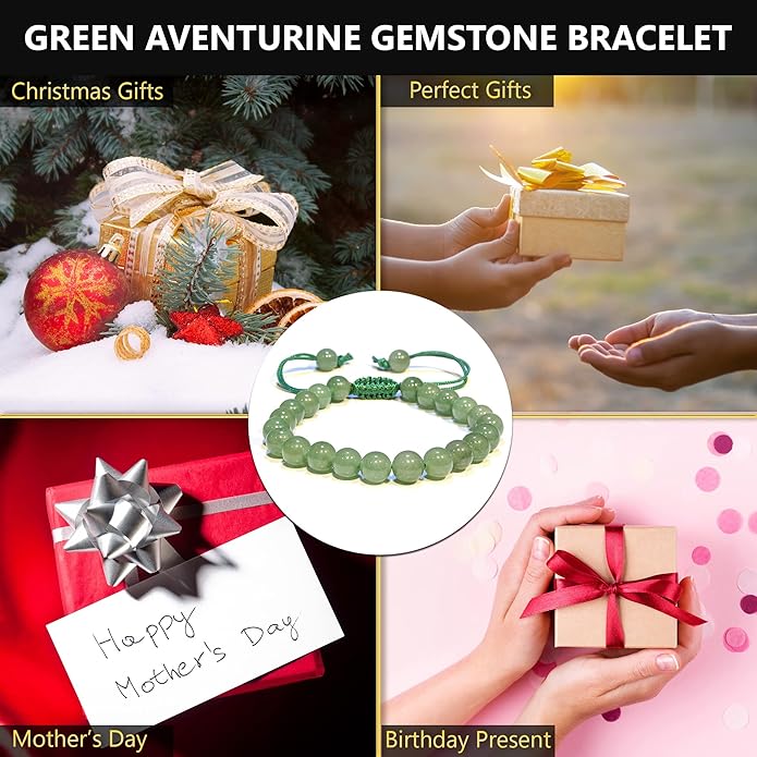 Energy Protection Crystal Handmade Adjustable Bead Bracelet Perfect for Men, Women’s Gift - Gemstone Healing Stretch Bracelet Pulsera Para Hombre Mujer Stocking Stuffer