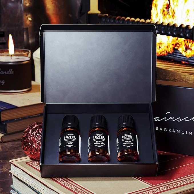 AirScent Pumpkin Spice Diffuser Oil 3 Pack Gift Set - 10 mL, 0.34 fl oz Premium Fragrance Oil Set for Ultrasonic and Waterless Diffusers and Crafting - 3 Pumpkin Spice Blends