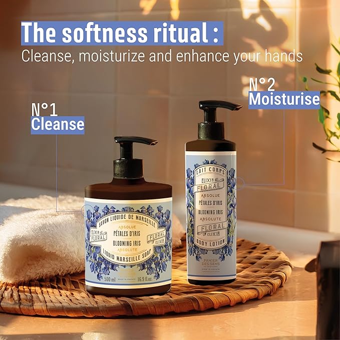 Panier des Sens β Iris Hand & Body Lotion for Dry Skin - Hydrating Body Cream for Women - Nourishing Fluid Body Moisturizer Shea Butter & Olive Oil - 97% Natural Ingredients Body Care - 8.45 Floz