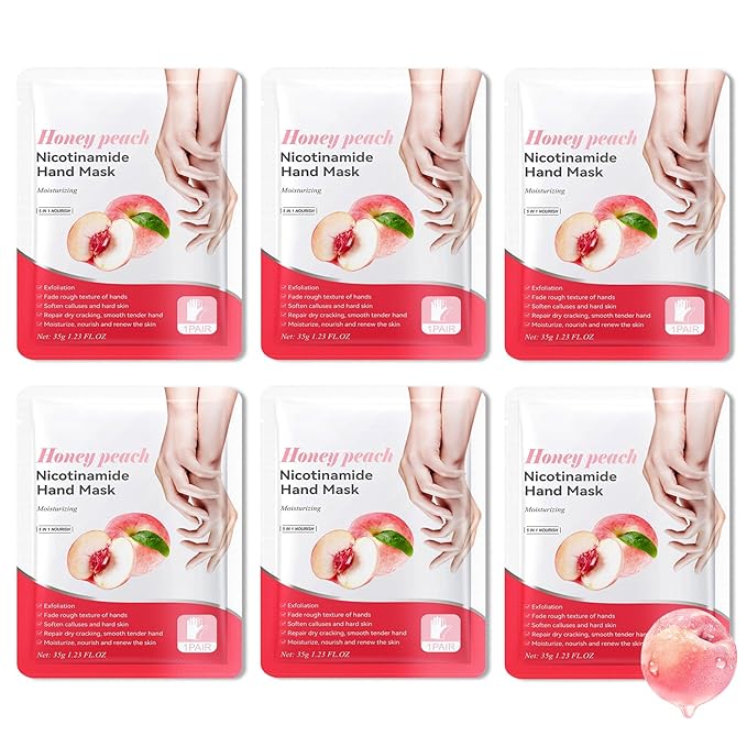 6PCS Hand Masks,Hydrating Hand Masks Moisturizing Gloves Overnight for Dry Cracked Hands,Daily Hand Care Hand Masks Gift Set for Women and Men E