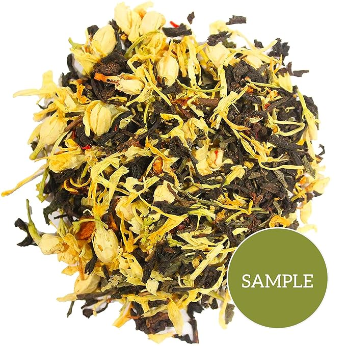 Nelson's Tea Apricot Peach Cobbler Tea Loose Leaf Blend - Jasmine Green Tea, Black Teas, Oolong, Safflower & Marigold Petals - Apricot Peach, Black Jasmine Teas (Sample 0.3 Oz)