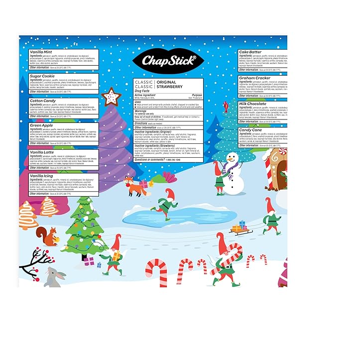 ChapStick 12 Days of Holiday Advent Calendar Lip Balm Gift Set - 0.15 Oz