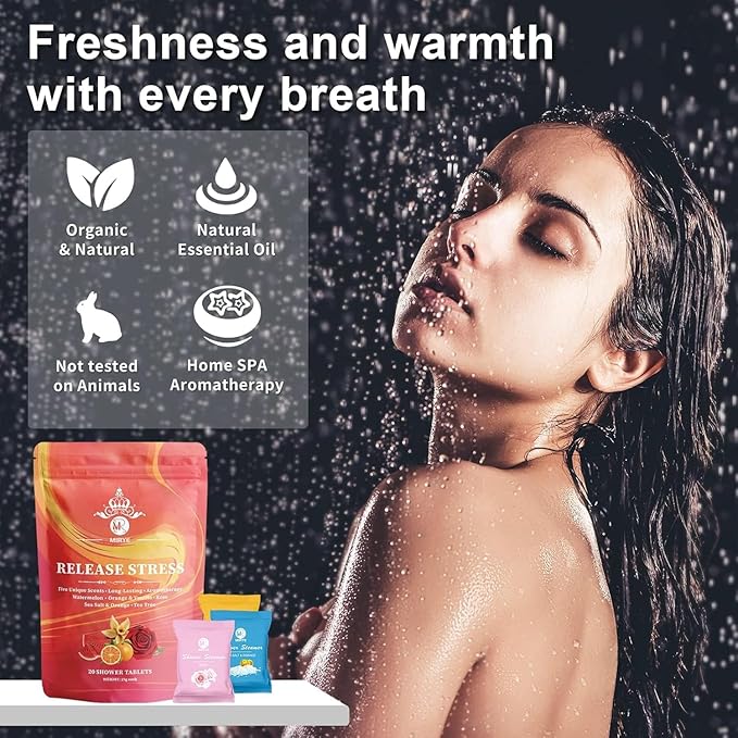 Shower Steamers Aromatherapy - 20 Pack Shower Bombs Aromatherapy Birthday Gifts for Women, Organic Watermelon, Orange & Vanilla, Sea Salt & Orange, Rose, Tea Tree, Gift for Women