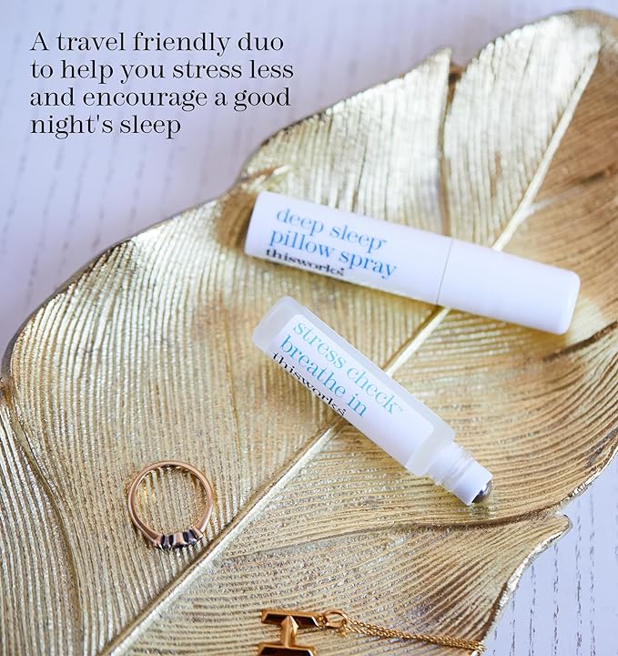 thisworks Choose Sleep Travel Kit, The Deep Sleep Pillow Mini Spray and Aromatherapeutic Roller Ball Infused with Eucalyptus, Frankincense & Lavender Essential Oils, 2x5ml