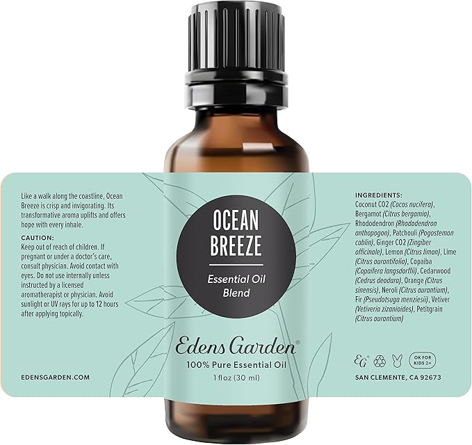 Edens Garden Ocean Breeze Essential Oil Blend- 100% Pure Premium Grade, Undiluted, Natural, Therapeutic, Aromatherapy, The Best for Candle, Laundry, Humidifiers 30 ml (1 fl oz)