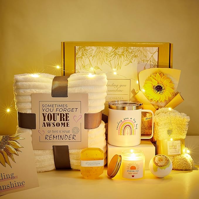 Get Well Gifts for Women After Surgery 10pc Gift Baskets Feel Better Spa Gift Basket Care Package for Mom Her Wife Friend Grandma self care