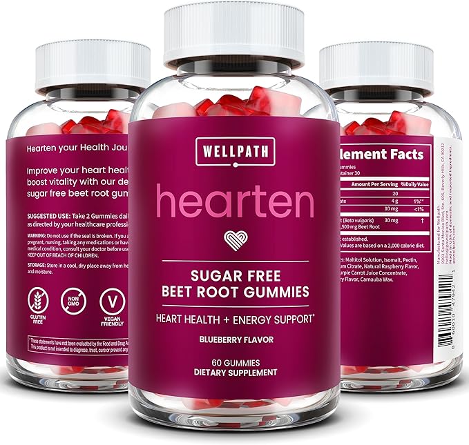 WellPath Beet Root Gummies (Sugar Free - Blueberry Flavor) 1500 mg | Beet Gummies for Blood Pressure Support | Super Nitric Oxide Gummies | Tasty Beets Chews | Antioxidants | 60 Ct