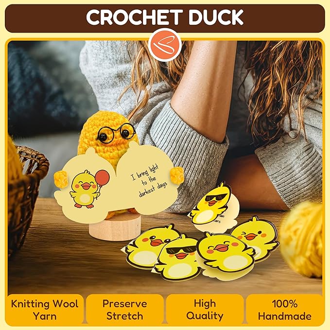 Positivity Duck Gifts For Duck Lovers Crochet - Daily Affirmation Cards, Funny Support Coworker Birthday Gifts For Women Unique, Cute Back To School Teen Girl Gift Trendy Stuff