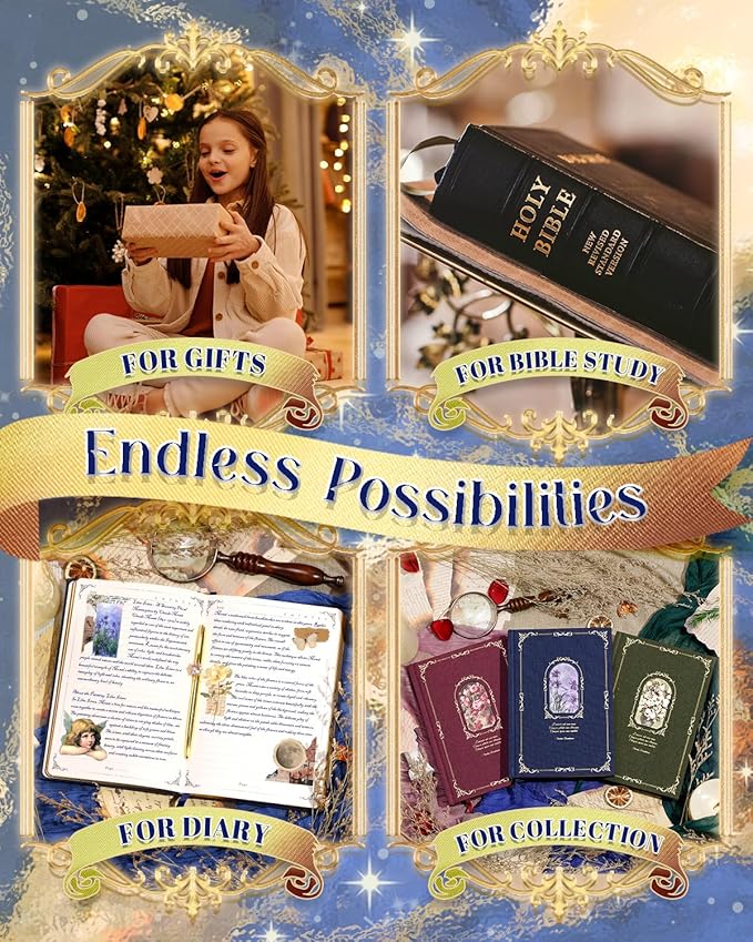 Thick Journal Notebook for Women & Girls, 360 Pages A5 Writing Journaling Notebook with Paintings, Women Journal for Writing, Vintage Journal with Gift Box & Pen for Women Gift Ideas (Midnight Blue)