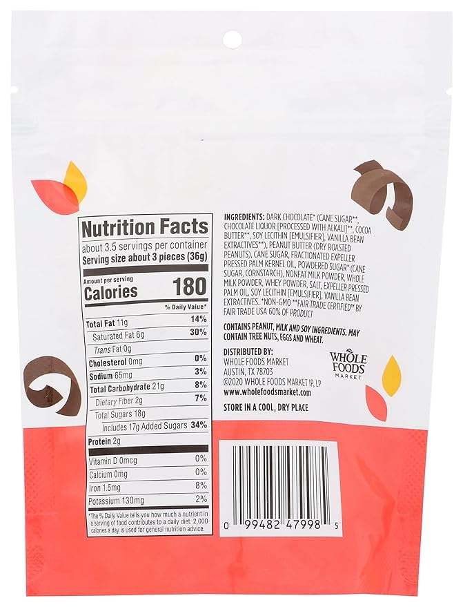365 by Whole Foods Market, Mini Dark Chocolate Peanut Butter Cups, 4.7 Ounce