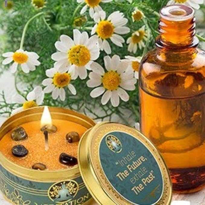 Meditation Candles with Crystals | Natural Aromatherapy Candles for Relaxation & Healing | Stress Relief Candles for Yoga, Meditation & Self Care | 4 Pack Gift Set