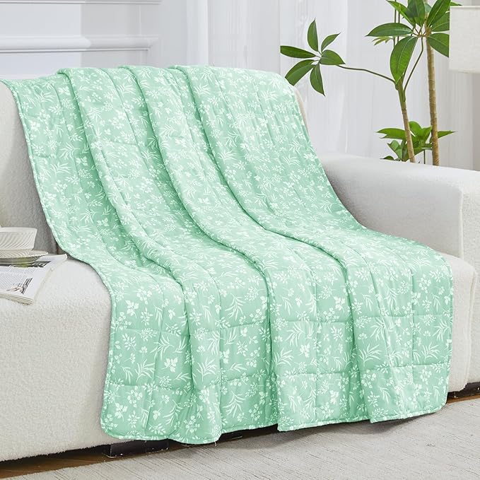 25 lbs Weighted Blanket Queen Size for Adults (60”x 80”, Cyan) Cooling Heavy Blanket for Sleeping Perfect for 240-260 lbs, Winter Thick Breathable Blanket with Premium Glass Bead, Machine Washable