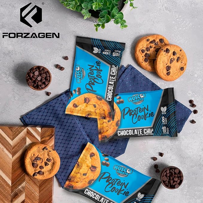 Forzagen Vegan Protein Cookies - Chocolate Chip Flavor | Low Carb Treats, Healthy Snacks, No Artificial Sweeteners and Trans Fat | Plant Based Vegan Snack,10g of Protein per Serving | 6-Pack