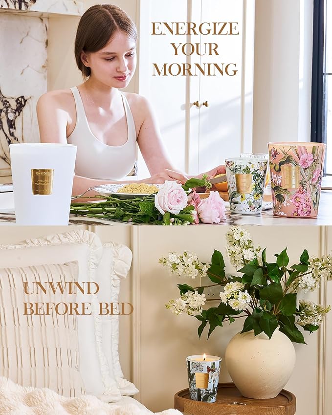 M&SENSE Basil Ginger Scented Natural Soy Wax Candle, 14.1oz 60 Hours Long Lasting Slow Burning Candles for Home Decor, Aromatherapy Candle for Stress Relief