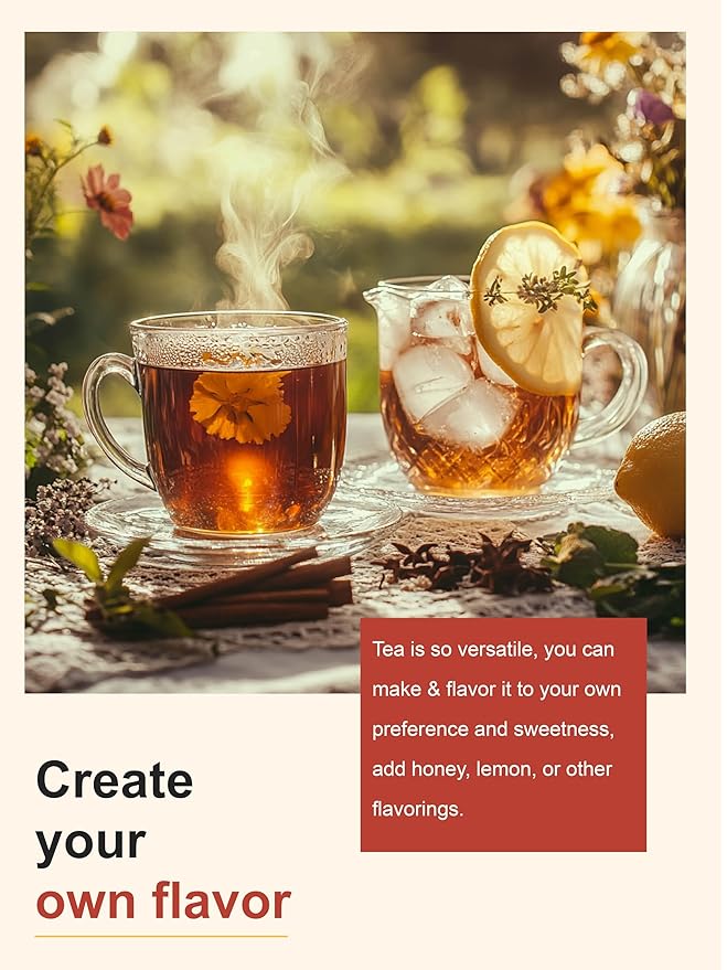 TeeLux Rooibos Tea Bags, Premium Natural Rooibos Herbal Tea, Fruity Sweet Flavor, Caffeine-free, 100 Count